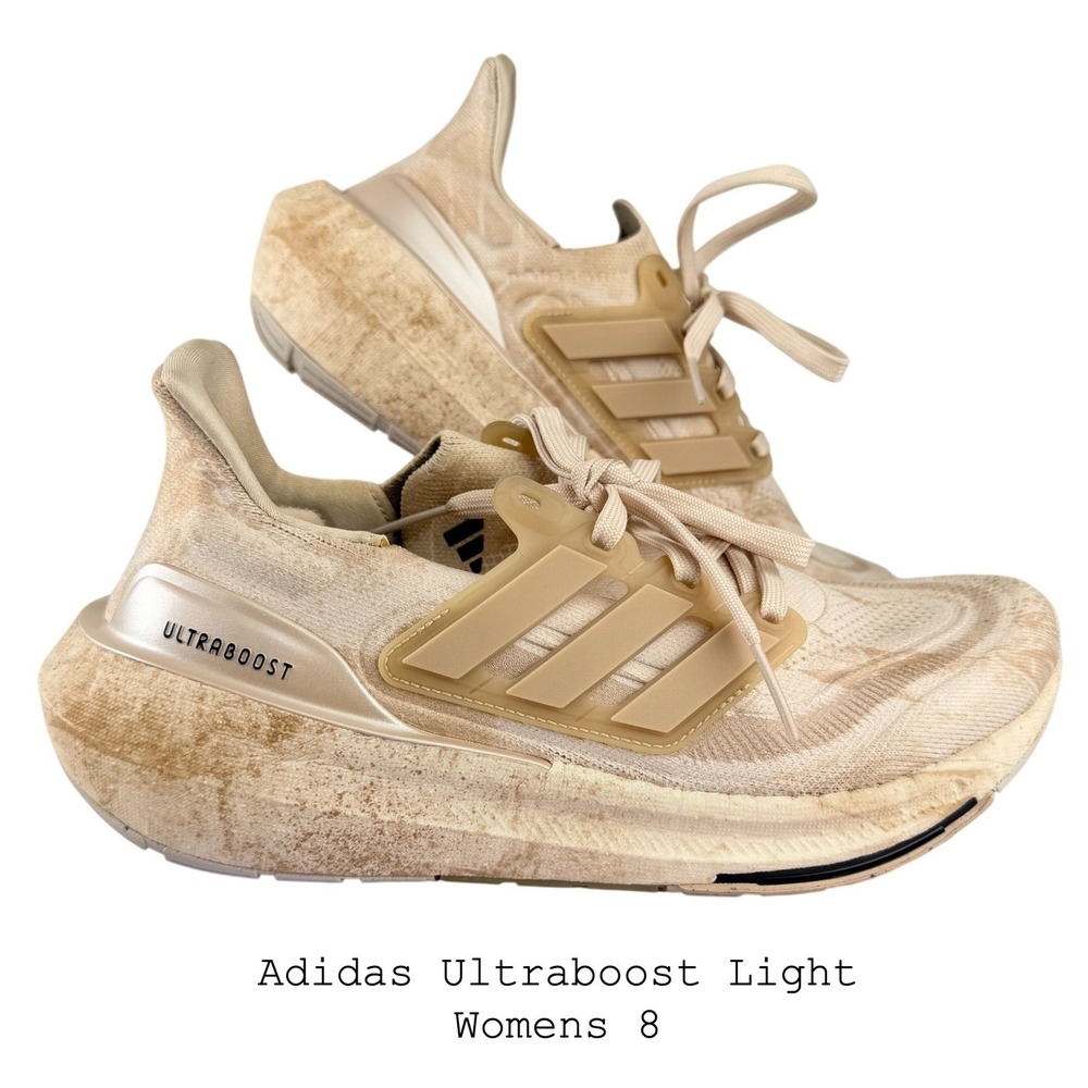 Adidas Ultraboost Light Womens 8 Running Shoes Tan Beige Marbled IF1488 Sneaker